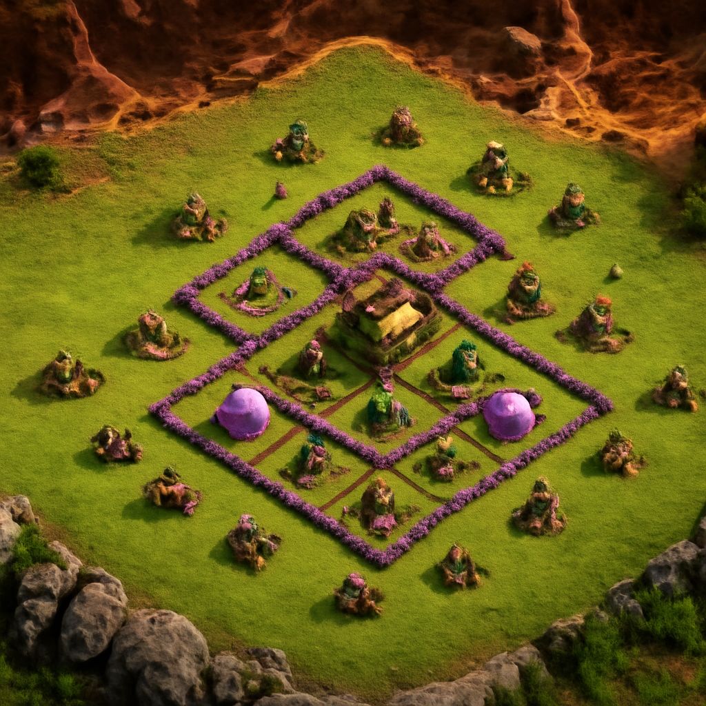 Compact TH4 core beside a layered TH6 base